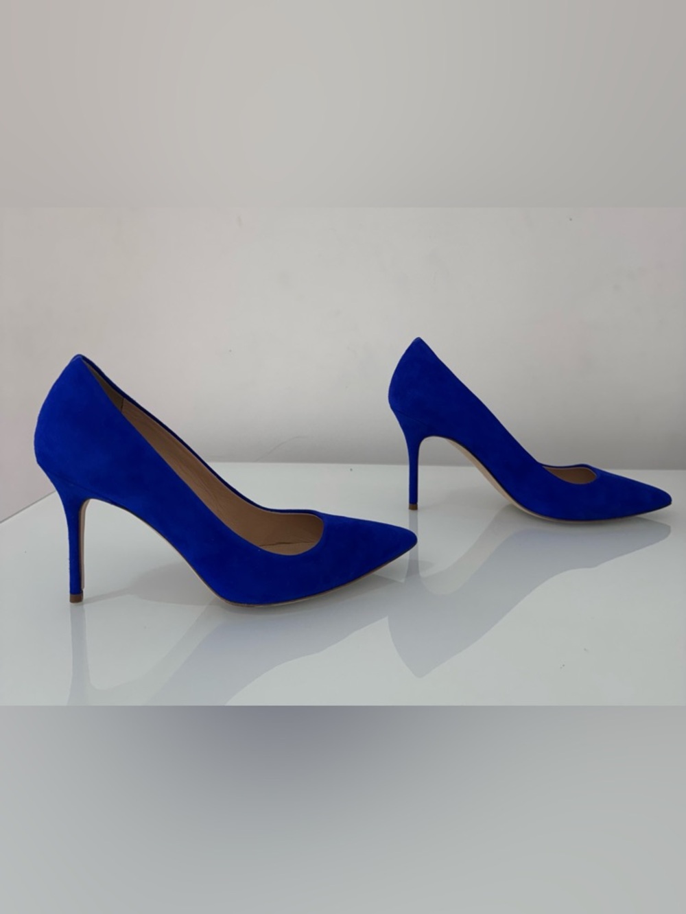 J. Crew Cobalt Blue Suede Pointed-Toe Pumps Size 7 - Picture 3 of 7